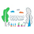 Hand drawn illustration about gardening.