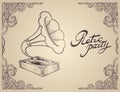 Hand drawn illustration of gramophon Royalty Free Stock Photo