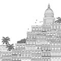 Hand drawn illustration of Havana