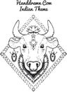 Hand drawn Illustration of indian cow Royalty Free Stock Photo