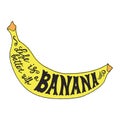 Hand drawn illustration of isolated yellow banana silhouette