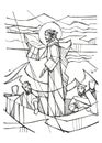 Hand drawn illustration of jesus calms storm