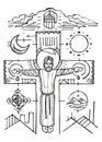 Hand drawn illustration of Jesus\' Crucifixion