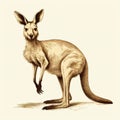 Vintage Kangaroo Illustration Realistic Impression In Edward Poynter Style