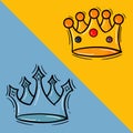 Hand drawn illustration of the king and queen crown in color Royalty Free Stock Photo