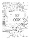 Hand drawn illustration with Kitchen Utensils. Actual vector drawing of coocking tools and quote. Creative doodle style ink art Royalty Free Stock Photo