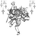 Hand drawn illustration of lord shiva in hindu mythology. Sketch of Lord shiva in Natraj dance for shivratri or mahashivratri Royalty Free Stock Photo