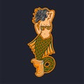 Hand drawn illustration of mermaid traditional tattoo Royalty Free Stock Photo