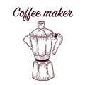 Coffee maker. Hand drawn coffee makers illustration isolated on white background