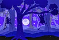 Hand Drawn, Illustration Of Moon Night Jangle Side. Royalty Free Stock Photo