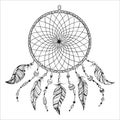 Hand drawn illustration of native american indian tribal dream catcher