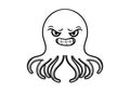 Hand drawn illustration of an octopus with an angry face Royalty Free Stock Photo