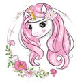 Hand drawn illustration oj cute little unicorn. Royalty Free Stock Photo