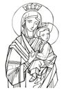 Hand drawn illustration of Our Lady of Perpetual Help