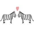 Hand drawn illustration, a pair of zebras