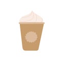 Hand drawn illustration of paper cup with ice cream or gelato or frozen yogurt