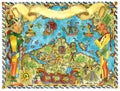 Hand drawn illustration with pirate map of maya and aztecs treasures Royalty Free Stock Photo