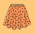 Hand drawn illustration Polka Dots Skirt. Creative ink art work. Actual vector drawing wear. Artistic isolated Halloween object