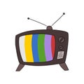 Hand drawn illustration of retro television with colorful stripes - monoscope