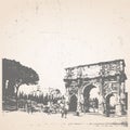 Hand-drawn illustration of Rome. Roman Arch. Italy.