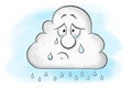 illustration of a sad crying cartoon rain cloud