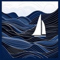 Abstract Sail Boat Illustration: Organic Shapes And Swirling Vortexes