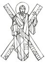 Hand drawn illustration of Saint Andrew