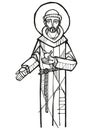 Hand drawn illustration of .Saint Francis of Assisi Royalty Free Stock Photo