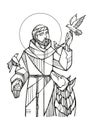 Hand drawn illustration of Saint Francis of Assisi Royalty Free Stock Photo