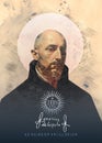 Hand drawn illustration of Saint Ignatius of Loyola