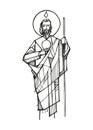 Hand drawn illustration of Saint Jude Thaddeus Royalty Free Stock Photo