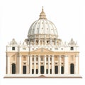 Hand-drawn illustration of Saint Peter's Basilica in modern doodle style. Royalty Free Stock Photo