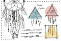 Hand drawn illustration - Set of Dream catchers. Tribal design