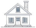Hand drawn illustration of a small traditional house with a chimney and dormer window Royalty Free Stock Photo