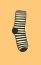 Hand drawn illustration Socks with Stripes. Creative ink art work. Actual vector drawing Wear. Artistic isolated Halloween object