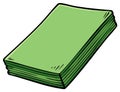 Hand drawn illustration of a stack of green money bills or blank paper Royalty Free Stock Photo