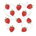 Illustration and hand drawn of strawberry pattern background