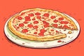 hand drawn illustration style of a classic italian pizza