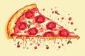 hand drawn illustration style of a classic italian pizza