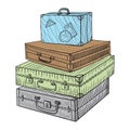 Hand drawn illustration suitcases in sketch style