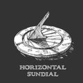Hand drawn illustration of sundial