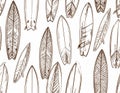 Surfboard Illustration Pattern on White Background Royalty Free Stock Photo