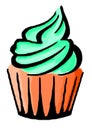 Hand drawn illustration of tasty cupcake.