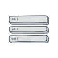 Hand-drawn Illustration of Three Servers, Server Stack, Data Storage, Cloud Computing Royalty Free Stock Photo