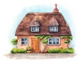 Hand drawn illustration of traditional English village house isolated on white background Royalty Free Stock Photo