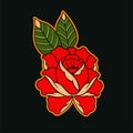 Hand drawn illustration of traditional rose tattoo Royalty Free Stock Photo