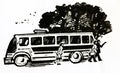 Hand drawn illustration of travel by bus