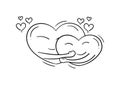 Hand drawn illustration of two hearts hugging Royalty Free Stock Photo