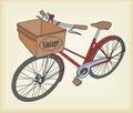Hand-drawn illustration of vintage bicycle. Royalty Free Stock Photo