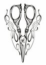 Decorative scissor illustration. Vector illustration.